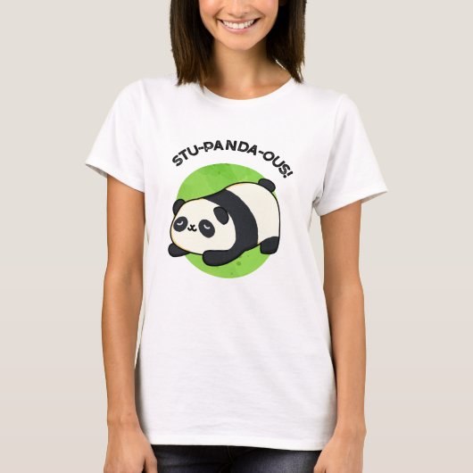 Stu-panda-ous Grappige Panda Pun T-shirt (Voorkant)