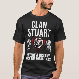 Stuart clan Scottish Name Coat of Arms Tartan T-shirt