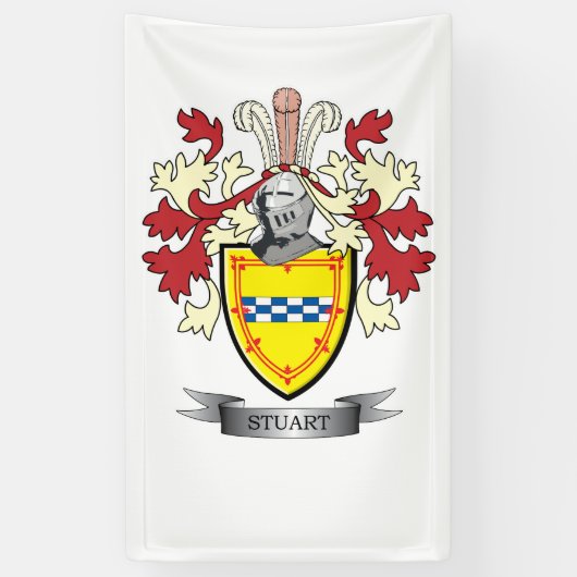 Stuart Family Crest Coat of Arms Spandoek (Verticaal)