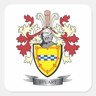Stuart Family Crest Coat of Arms Vierkante Sticker