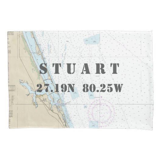 Stuart FL Authentieke Nautische Grafiek ⚓🌊 Kussensloop (Voorkant)