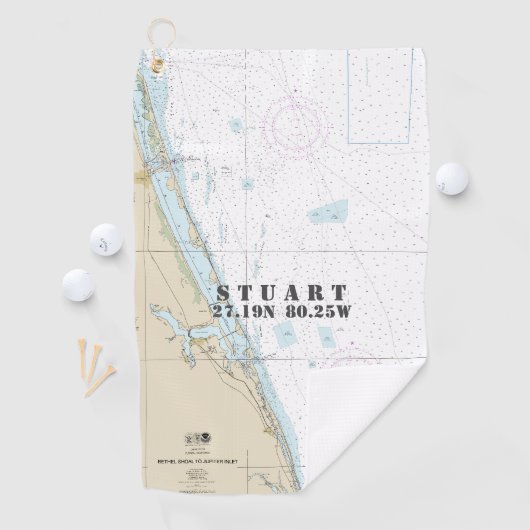 Stuart Florida Nautical Chart Latitude Longitude Golfhanddoek (Insitu)