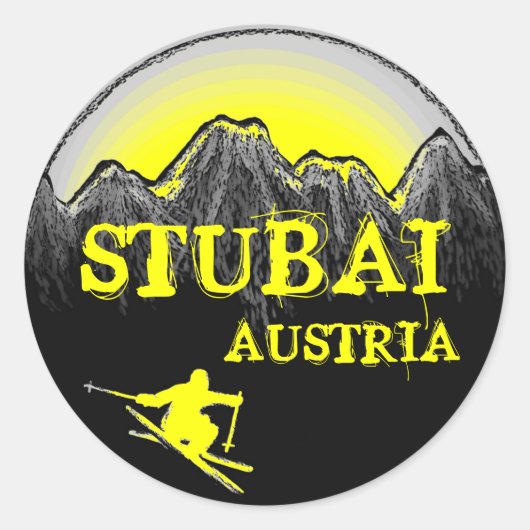Stubai Autriche stickers de ski jaune (Devant)