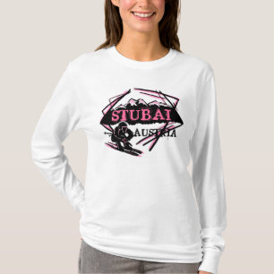 Stubai Oostenrijk dames roze ski logo hoodie T-shirt