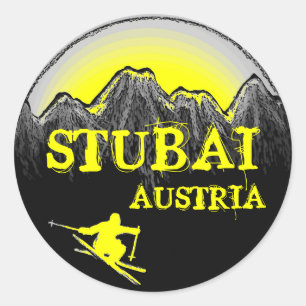 Stubai Oostenrijk gele ski stickers