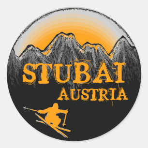 Stubai Oostenrijk oranje ski-stickers Ronde Sticker