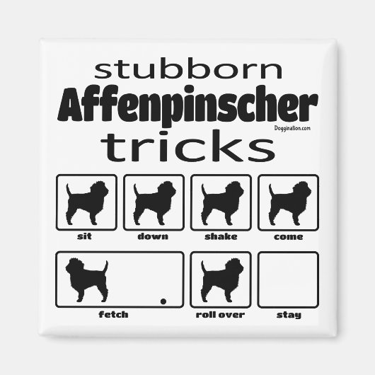 Stubborn Affenpinscher Tricks Magneet (Voorkant)