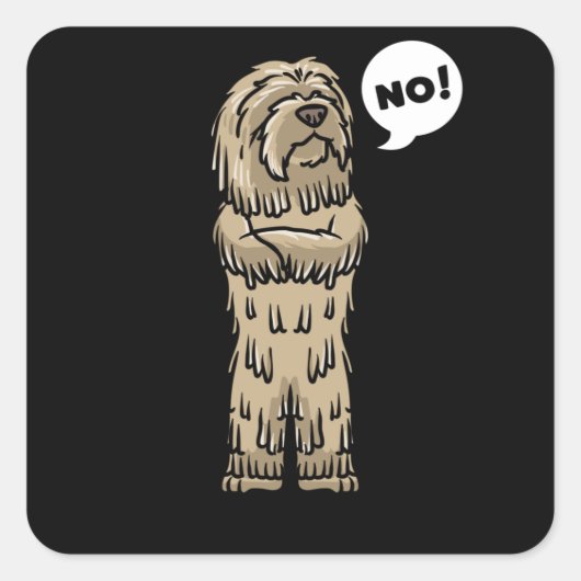 Stubborn Bergamasco Shepherd Dog Vierkante Sticker (Voorkant)