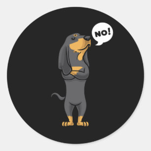 Stubborn Black en Tan Coonhound Dog Ronde Sticker