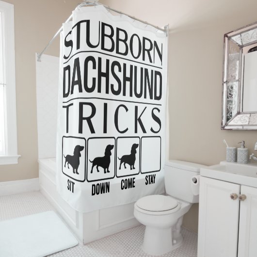 Stubborn Dachshund Tricks, Funny Dog Gift, Funny D Douchegordijn (In situ)