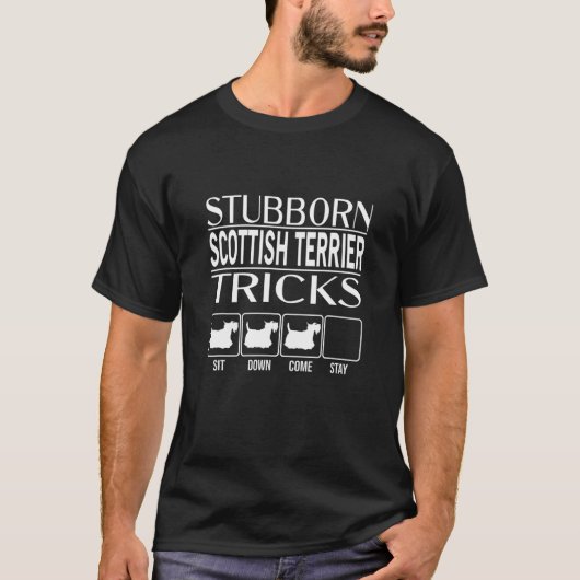 Stubborn Dog Tricks, Funny Dog Gift, Funny Scottis T-shirt (Voorkant)