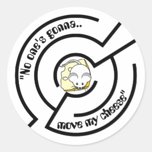 Stubborn Mouse Cheese Maze Funny Ronde Sticker