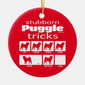 Stubborn Puggle Tricks Keramisch Ornament
