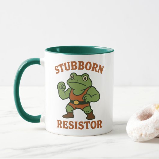 Stubborn Resistor - Motivational Frog Gym Tee Mok (Met donut)