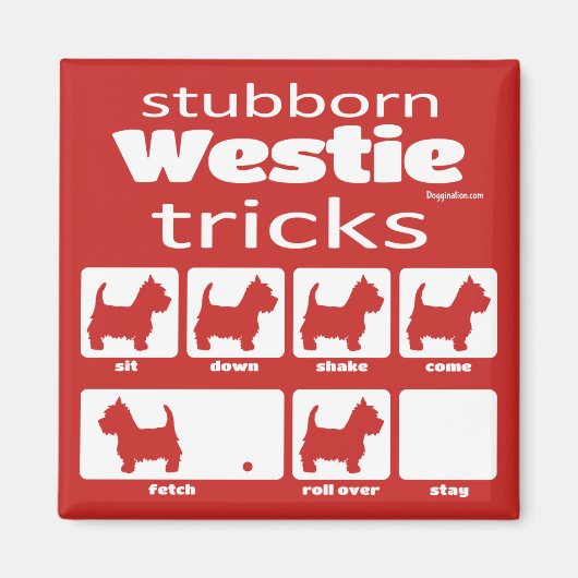 Stubborn Westie Tricks Magneet (Voorkant)