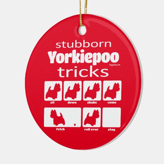 Stubborn Yorkiepoo Tricks Keramisch Ornament (Links)
