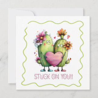 Stuck On You Cactus Love Greeting Card Feestdagenkaart