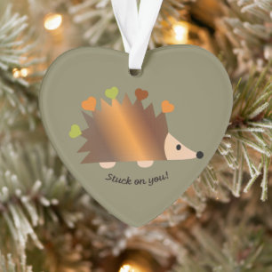 Stuck op je egel en hart ornament