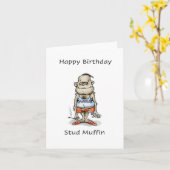 Stud muffin, Happy Birthday Kaart (Gele Bloem)