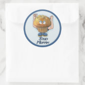 Stud Muffin Humor Ronde Sticker (Tas)