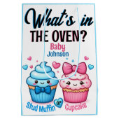 Stud Muffin of Cupcake Roze of Blauw Geslacht onth Medium Cadeauzakje (Achterkant)