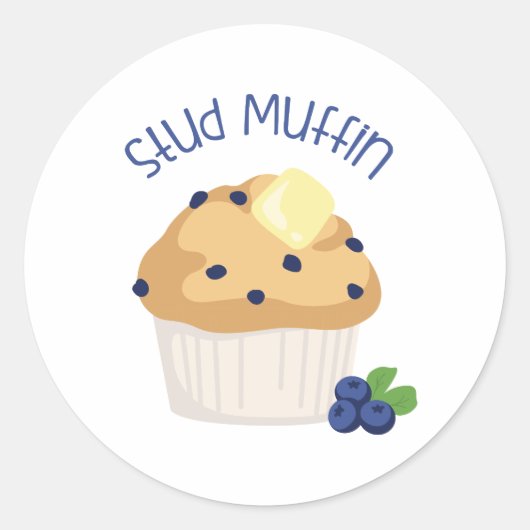 Stud Muffin Ronde Sticker (Voorkant)