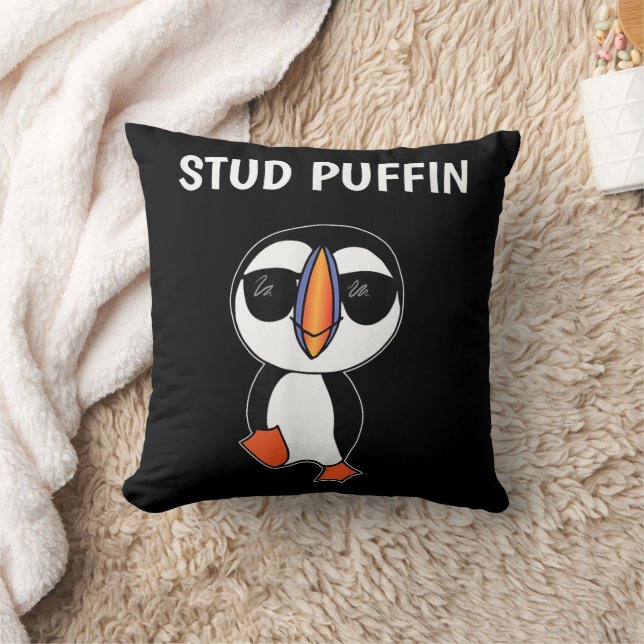 Stud Puffin Grappige Vogel Kussen (Deken)