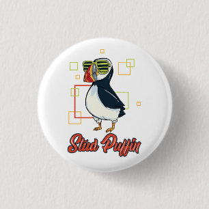 Stud Puffin Zee Bird Illustration Ronde Button 3,2 Cm