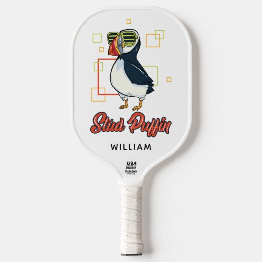 Stud Puffin Zee Bird Schattigee Gag Gepersonalisee Pickleball Paddle (Voorkant)