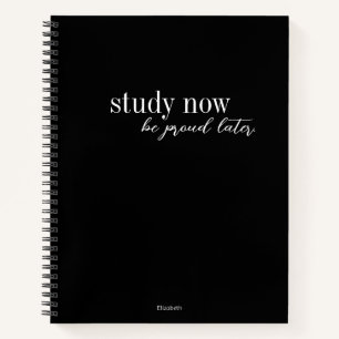 Studeer Nu Wees Later Trots Retro Modern Zwart Wit Notitieboek