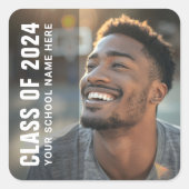 Student afstuderen moderne donkere overlay foto vierkante sticker (Voorkant)