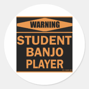 Student Banjo Player Ronde Sticker