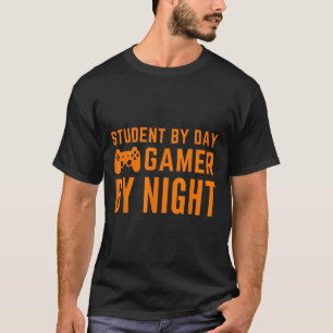 Student-by-day gamer bij nacht grappig voor gamers t-shirt