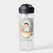 Student Cat Water Bottle Personalized Back School Waterfles (Voorkant)