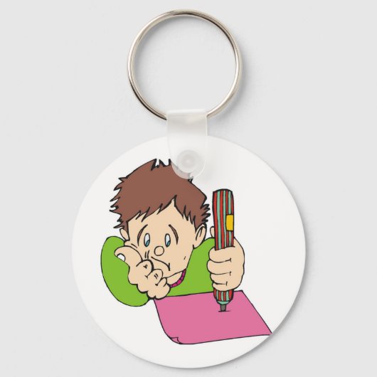 Student die hard studeert sleutelhanger (Voorkant)