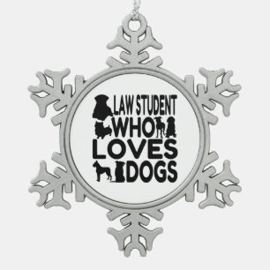 Student die van honden houdt tin sneeuwvlok ornament