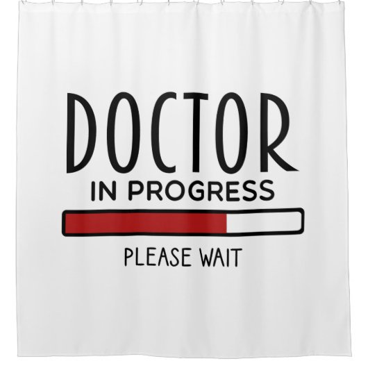 Student-docent van de universiteit in opleiding douchegordijn (Voorkant)