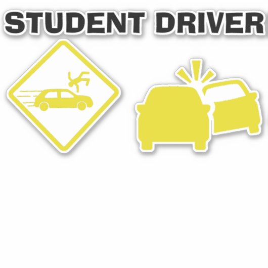 STUDENT DRIVER - CRASH YELLOW STICKER (Voorkant)