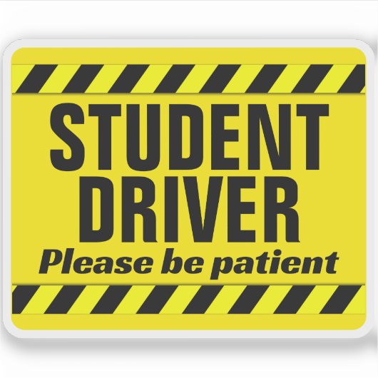 Student Driver Patiënt Waarschuwing Onderwijs Deca Sticker (Voorkant)