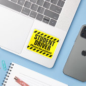 Student Driver Patiënt Waarschuwing Onderwijs Deca Sticker (Laptop met iPhone)