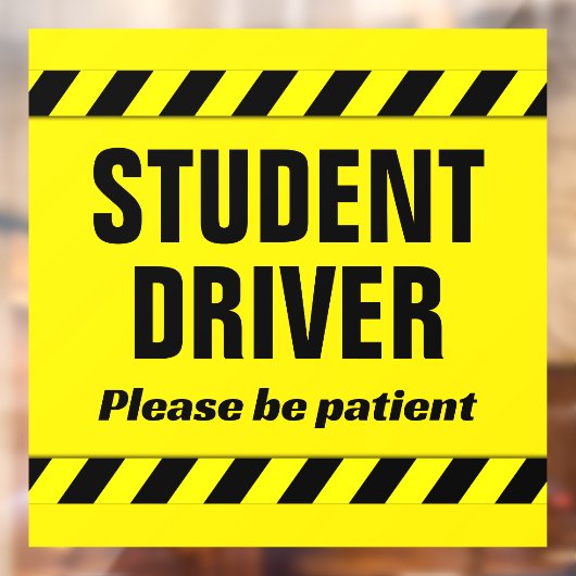 Student Driver Patiënt Waarschuwing Stripe Onderwi Raamsticker (Vel 2)