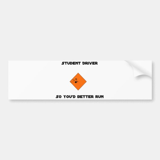 "Student Driver, run-out"-Bumpersticker Bumpersticker (Voorkant)