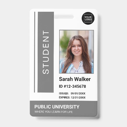 Student foto ID school grijs Badge (Front)