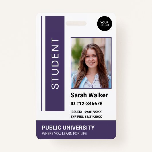 Student foto-ID-school paars Badge (Voorkant)