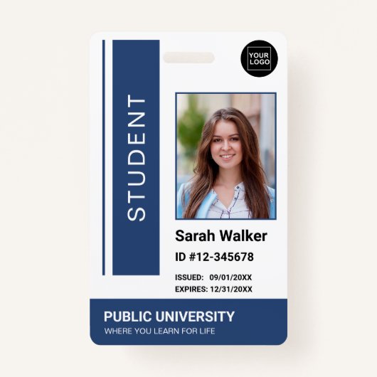 Student foto ID school universiteit marvy blue Bad Badge (Voorkant)