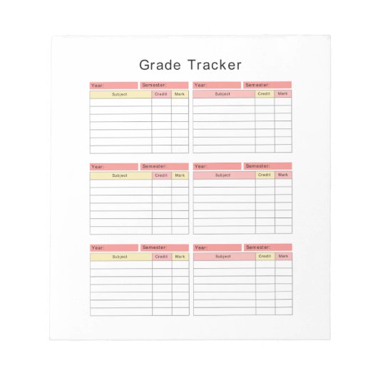 Student Grade Tracker Notitieblok (Voorkant)