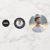 Student graduation modern black photo confetti (Voorkanten)