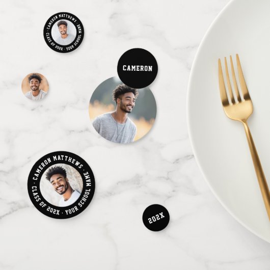 Student graduation modern black photo confetti (Groep)