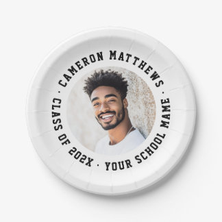 Student graduation photo modern white papieren bordje