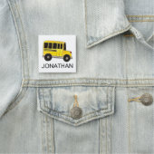 Student leraar grootschalig schoolbus naamplaatje (In situ)